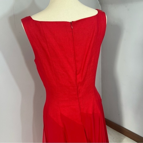 Vintage Kamisato  Geary Roark red linen maxi dress classic formal cocktail vacay - Picture 10 of 12